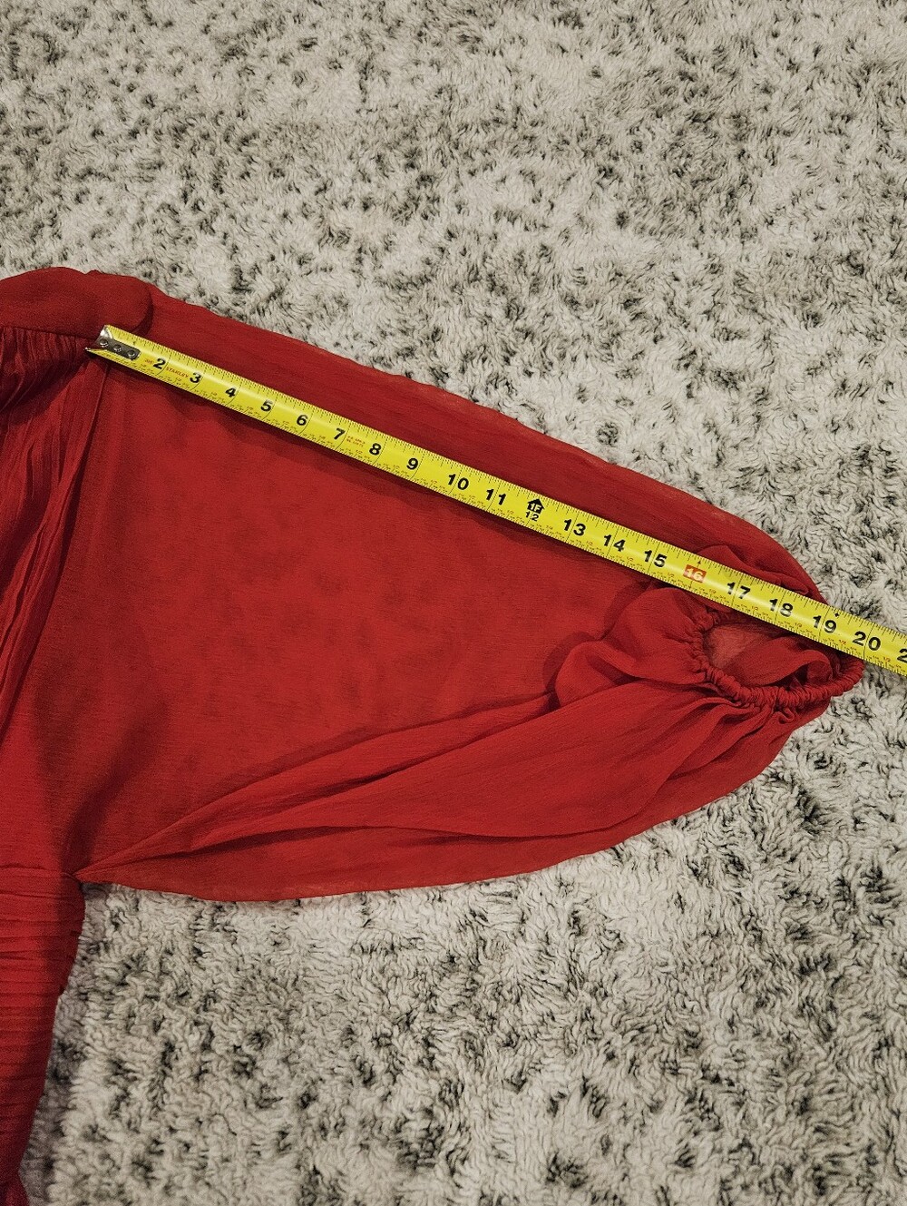 Express SZ 14 Red Mini Dress Lined Pleated Tiered Semi Sheer Balloon Sleeve - Picture 9 of 11